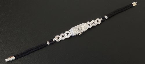 fig 4. Beautiful Longines Platinum and Diamond Longines Art Deco Cocktail Watch c1930