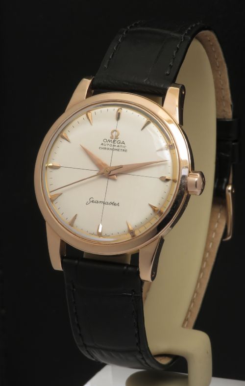 Very Rare Solid 18ct Rose Gold Omega Seamaster Chronometre Mens Watch C1953