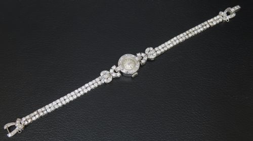fig 1. Very Rare Longines 18ct White Gold and Diamond Ladies Cocktail Watch c1953