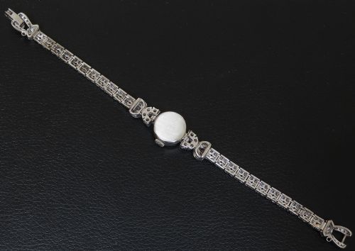 fig 2. Very Rare Longines 18ct White Gold and Diamond Ladies Cocktail Watch c1953