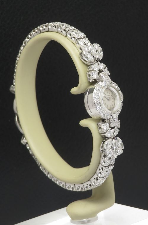 fig 3. Very Rare Longines 18ct White Gold and Diamond Ladies Cocktail Watch c1953