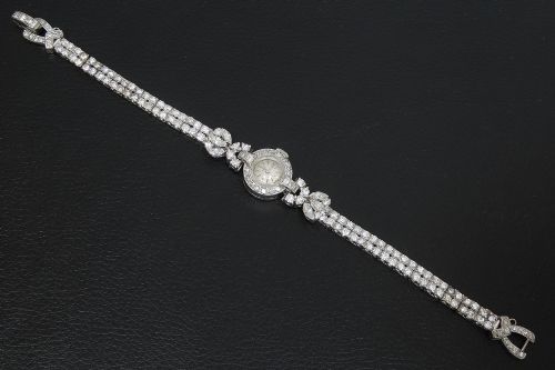 fig 4. Very Rare Longines 18ct White Gold and Diamond Ladies Cocktail Watch c1953