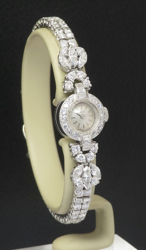 fig 6. Very Rare Longines 18ct White Gold and Diamond Ladies Cocktail Watch c1953