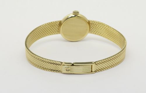 fig 5. Mint Solid 18ct Gold Omega Sapphette c1969 with Boxes and Papers