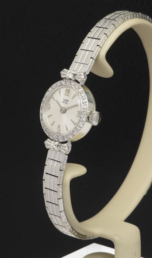 fig 2. Solid 9ct white gold and diamond Rolex Tudor Royal Ladies Cocktail Watch c1966