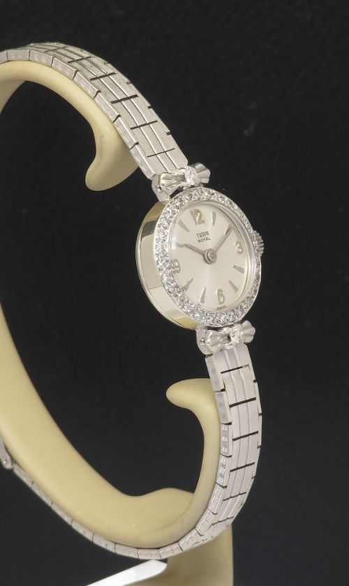 fig 3. Solid 9ct white gold and diamond Rolex Tudor Royal Ladies Cocktail Watch c1966