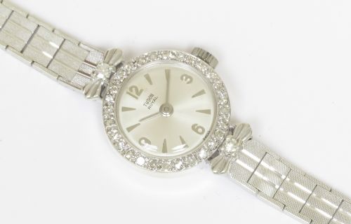 fig 6. Solid 9ct white gold and diamond Rolex Tudor Royal Ladies Cocktail Watch c1966
