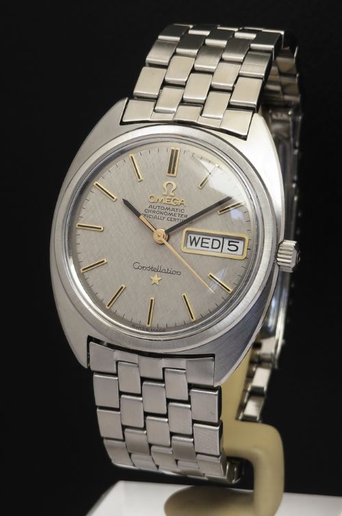 fig 1. Very Rare Museum quality Omega Constellation Day Date with box and papers 1968