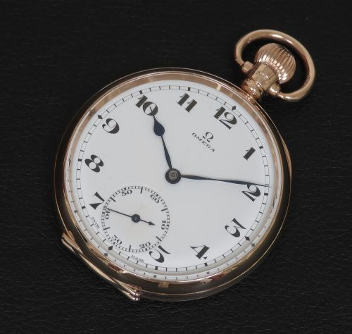 fig 1. Solid 9ct Rose gold Omega pocket watch c1925