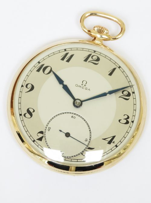 fig 2. Solid 9ct Gold Omega Art Deco Pocket Watch c1938