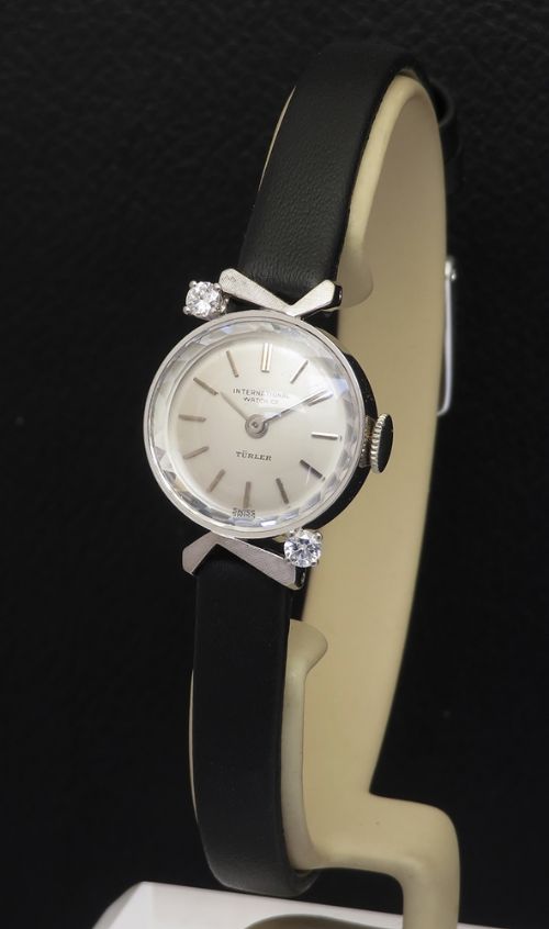 fig 1. Very Rare IWC solid 18ct white gold and diamond cocktail watch c1963