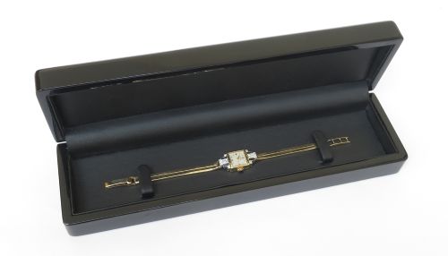 fig 3. Solid 9ct gold Girard Perregaux diamond and sapphire Ladies Cocktail Watch c1951