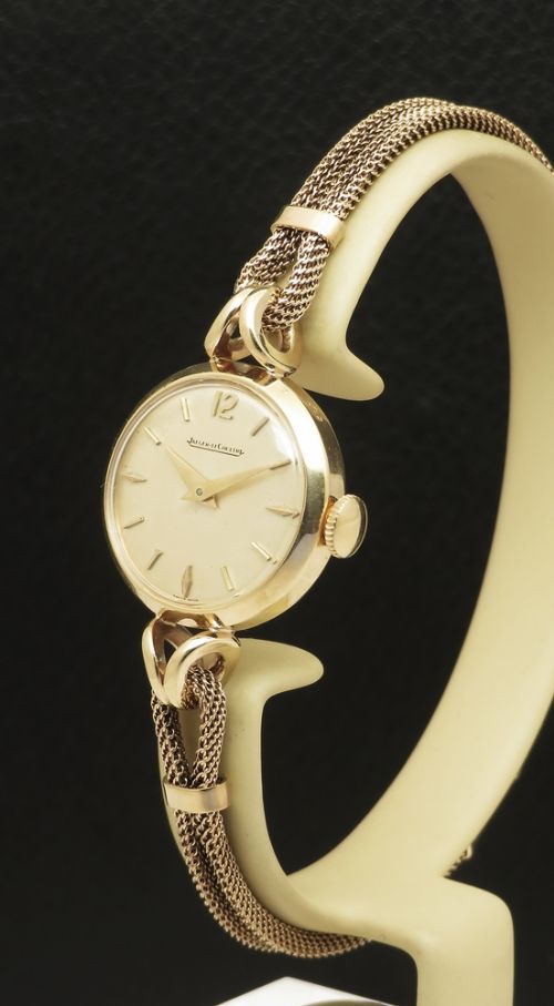 fig 1. Solid 9ct Gold Jaeger-LeCoultre Ladies Cocktail Watch with box and papers c1959