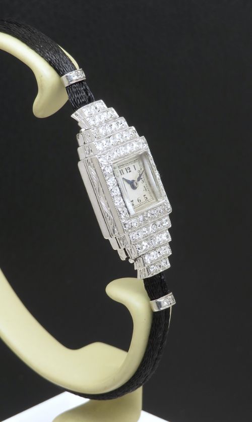 fig 3. Stunning Platinum and Diamond Ladies Art Deco Cocktail Watch by Vertex c1950