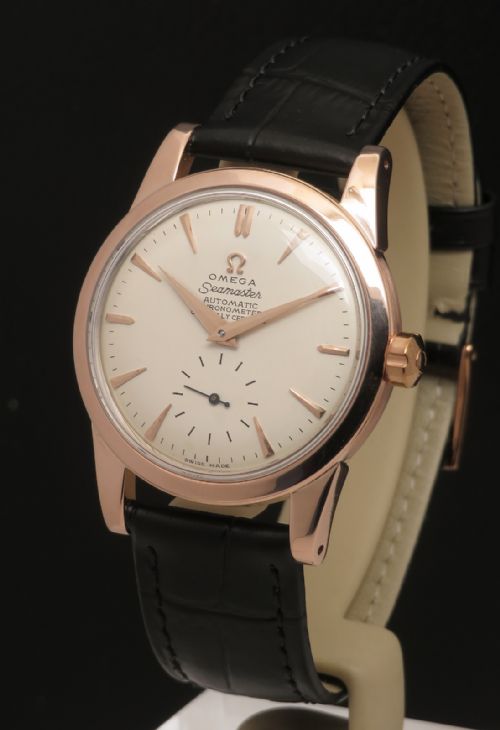 Rare Solid 14ct Rose Gold Omega Seamaster Chronometer Bumper Automatic C1950