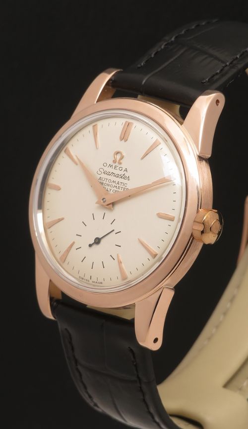 fig 2. Rare Solid 14ct Rose Gold Omega Seamaster Chronometer Bumper Automatic c1950