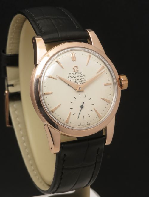 fig 3. Rare Solid 14ct Rose Gold Omega Seamaster Chronometer Bumper Automatic c1950