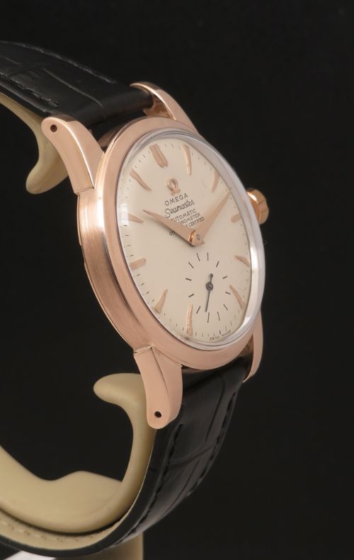 fig 4. Rare Solid 14ct Rose Gold Omega Seamaster Chronometer Bumper Automatic c1950