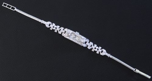 fig 4. Beautiful Longines Platinum and Diamond Longines Art Deco Cocktail Watch c1930