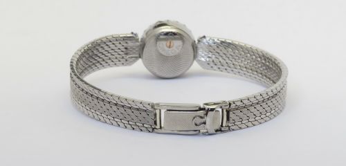 fig 4. Beautiful Solid 18ct White Gold Diamond and Sapphire Omega Ladies Cocktail Watch