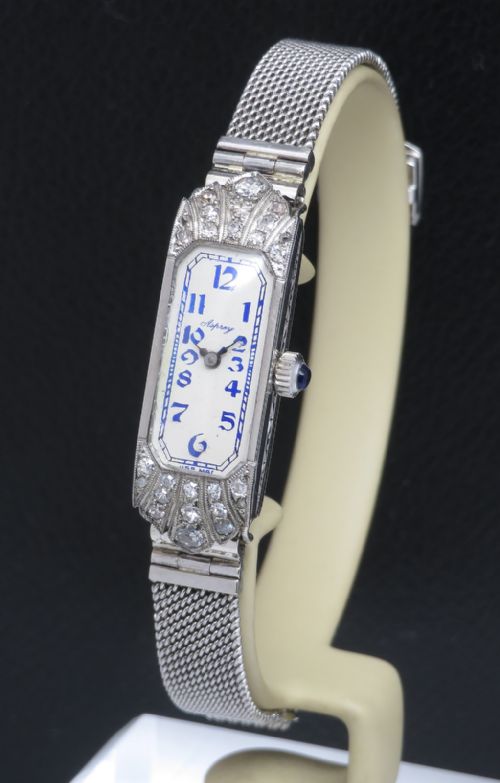 Beautiful Art Deco Platinum and Diamond Cocktail Watch by Asprey C1930