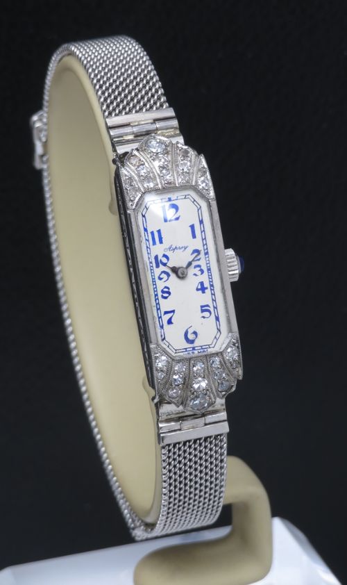 fig 2. Beautiful Art Deco Platinum and Diamond Cocktail Watch by Asprey c1930