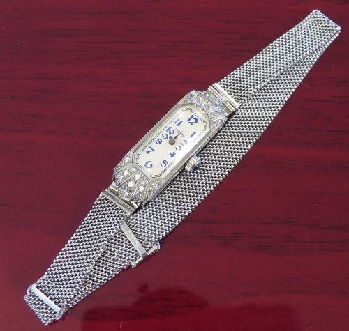 fig 3. Beautiful Art Deco Platinum and Diamond Cocktail Watch by Asprey c1930