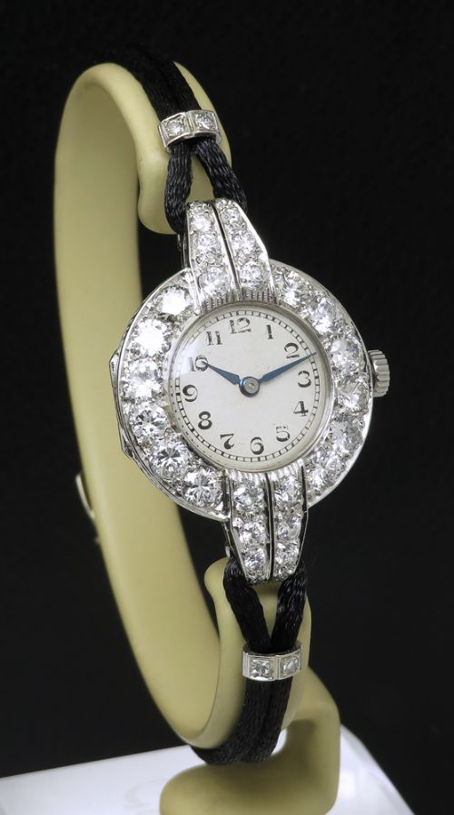 fig 4. Platinum and Diamond Ladies Cocktail Watch by Vertex c1930