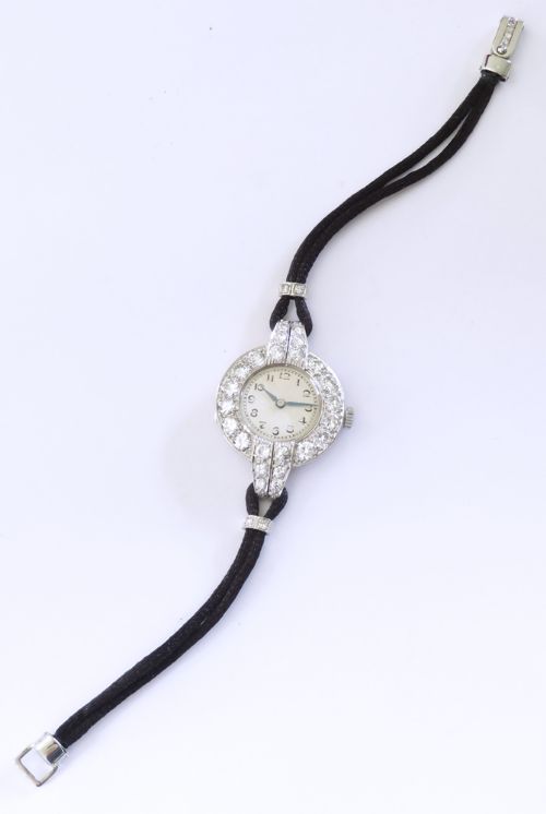 fig 5. Platinum and Diamond Ladies Cocktail Watch by Vertex c1930