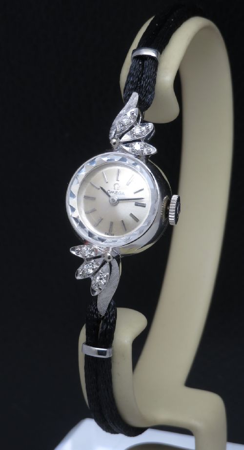 Omega 14ct White Gold and Diamond Ladies Cocktail Watch C1965 with Box
