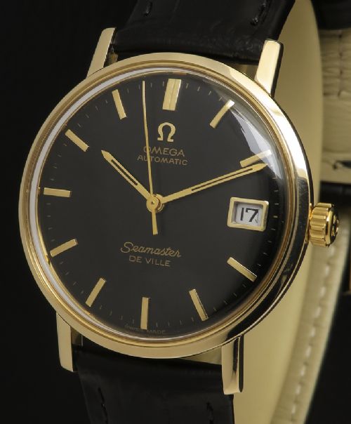 fig 1. Solid 9ct Gold Omega Seamaster Deville Automatic 1968 with box