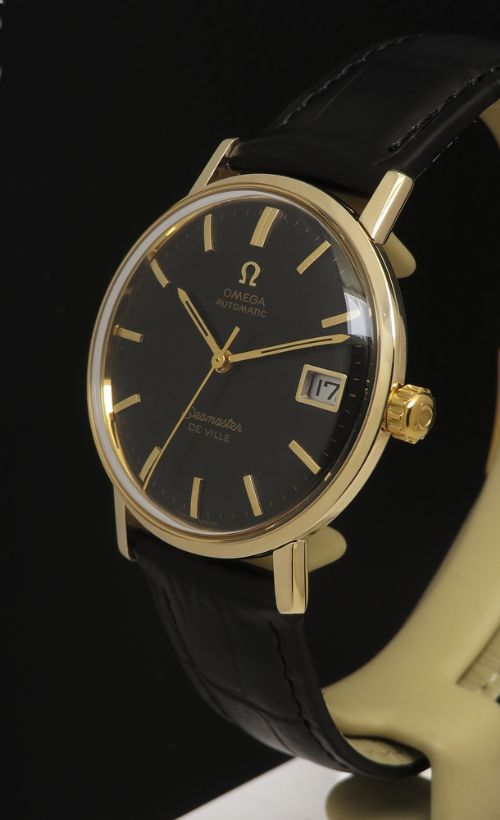 fig 2. Solid 9ct Gold Omega Seamaster Deville Automatic 1968 with box
