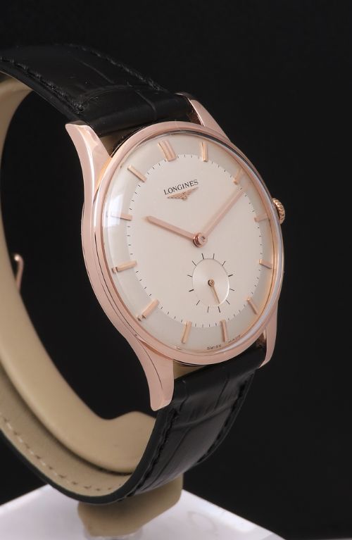 fig 2. Near Mint Solid 18ct Rose Gold Oversize Longines 370 gents watch c1966