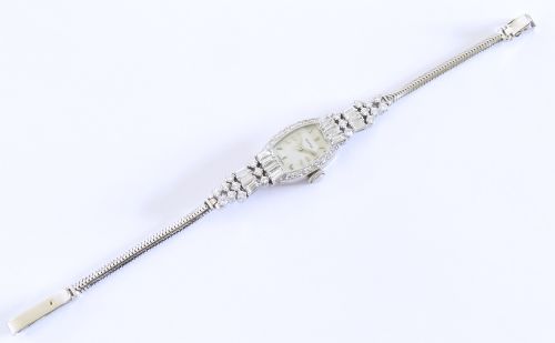 fig 2. Stunning Platinum Diamond Ladies Art Deco Cocktail Watch Vertex c1950