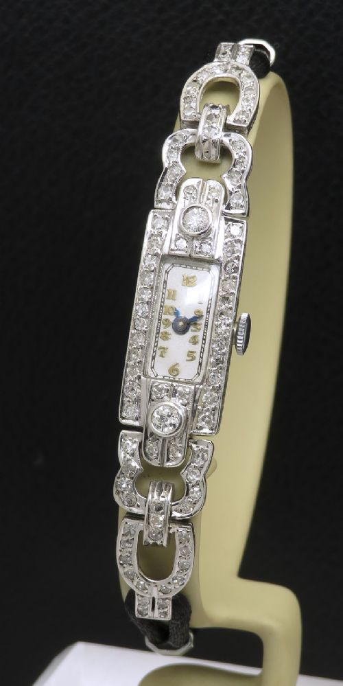 Platinum and Diamond Longines Art Deco Cocktail Watch C1930