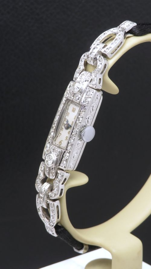 fig 5. Platinum and Diamond Longines Art Deco Cocktail Watch c1930