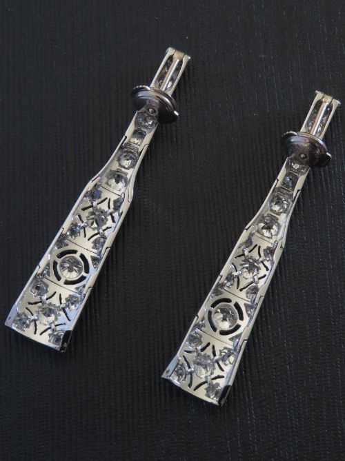 fig 1. Stunning Pair of Platinum Diamond Art Deco Earrings c1930