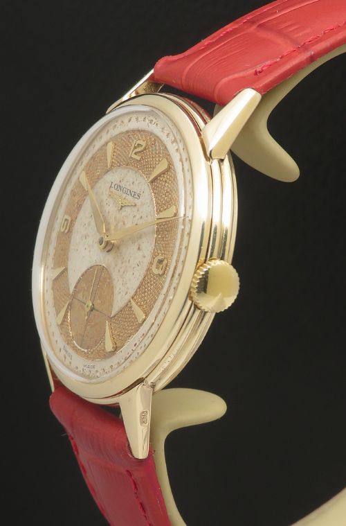 fig 5. Very Rare Solid 9ct gold All Original Fancy Dial Longines c1954