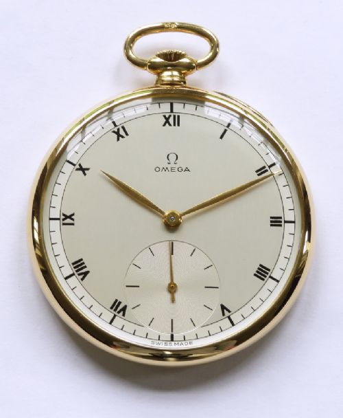 fig 1. Museum Quality Solid 18ct Gold Omega Art Deco Pocket Watch 1954