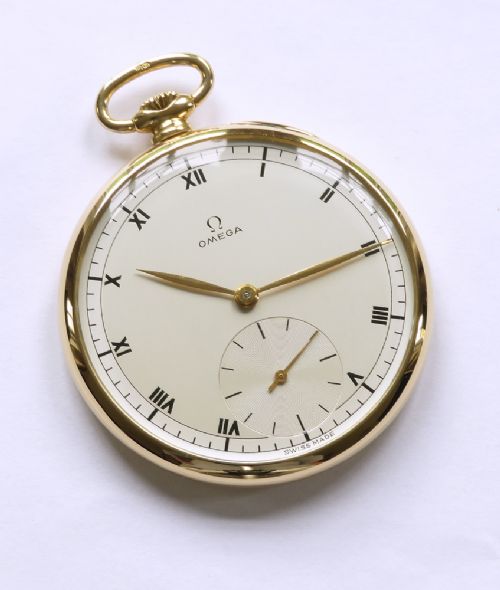 fig 2. Museum Quality Solid 18ct Gold Omega Art Deco Pocket Watch 1954