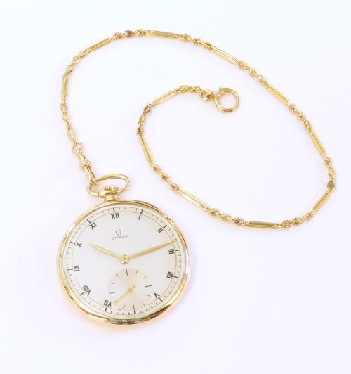 fig 6. Museum Quality Solid 18ct Gold Omega Art Deco Pocket Watch 1954