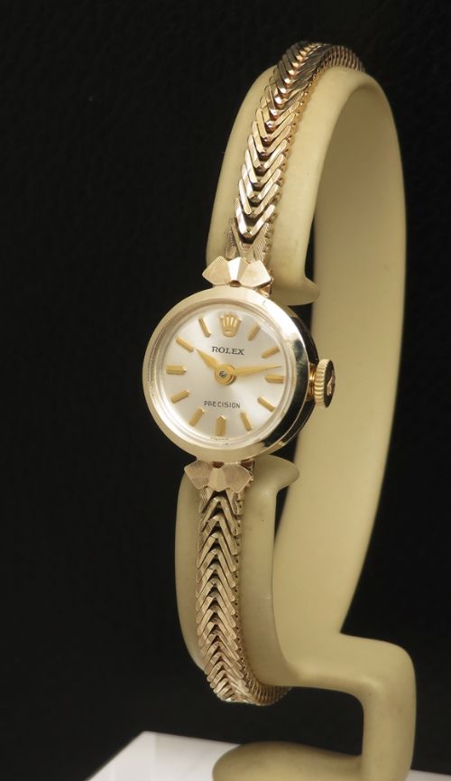 fig 1. Mint Condition Solid 9ct Gold Rolex Precision Ladies Watch c1966