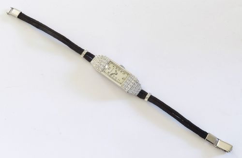 fig 4. Stunning Platinum Diamond Ladies Art Deco Cocktail Watch Vertex c1950