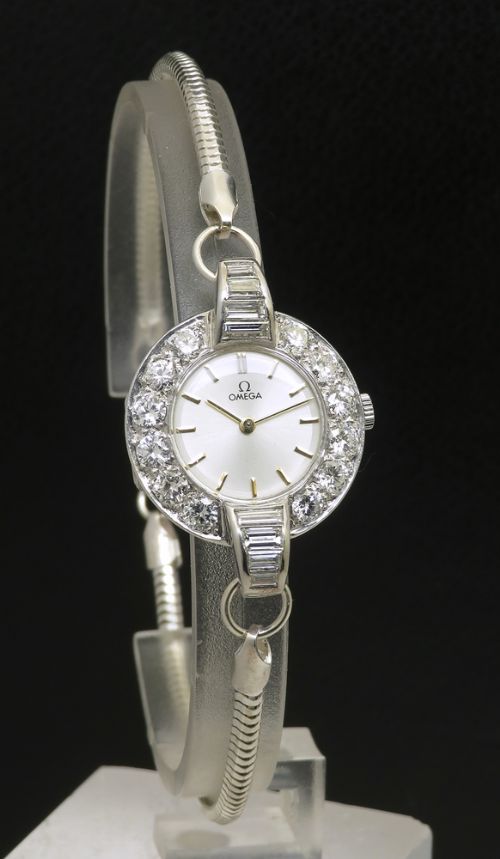 fig 2. Platinum and 3.6cts Diamonds Ladies Omega Cocktail Watch c1949