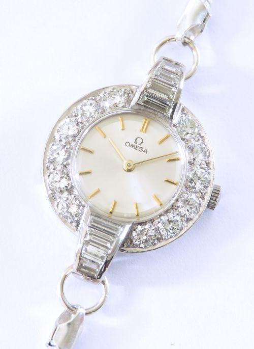 fig 6. Platinum and 3.6cts Diamonds Ladies Omega Cocktail Watch c1949