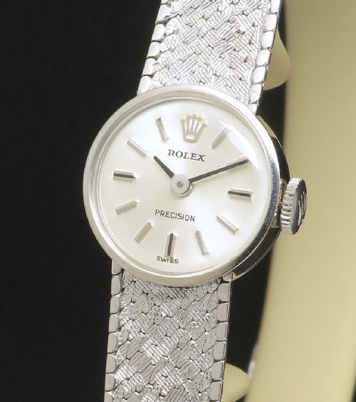 fig 2. Mint with box Solid 9ct White Gold Rolex Precision Ladies Watch c1968