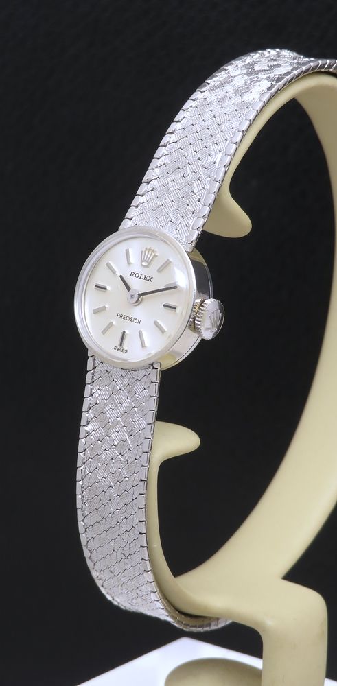 fig 3. Mint with box Solid 9ct White Gold Rolex Precision Ladies Watch c1968