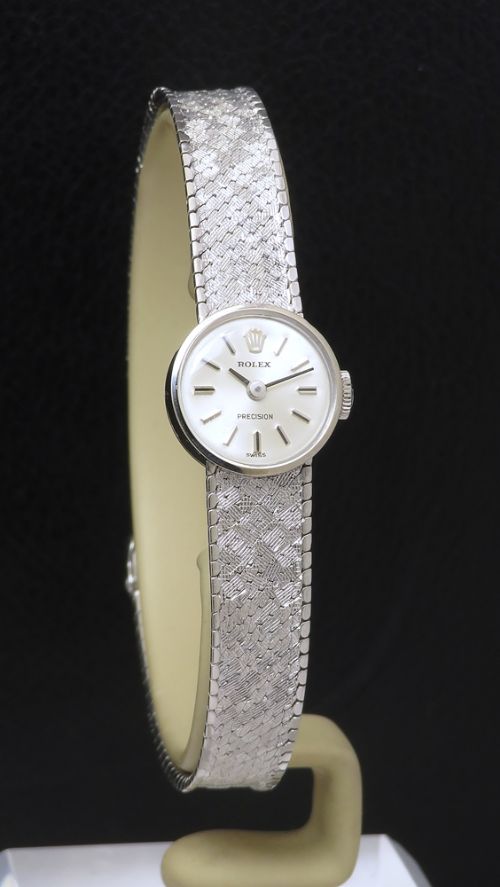 fig 4. Mint with box Solid 9ct White Gold Rolex Precision Ladies Watch c1968
