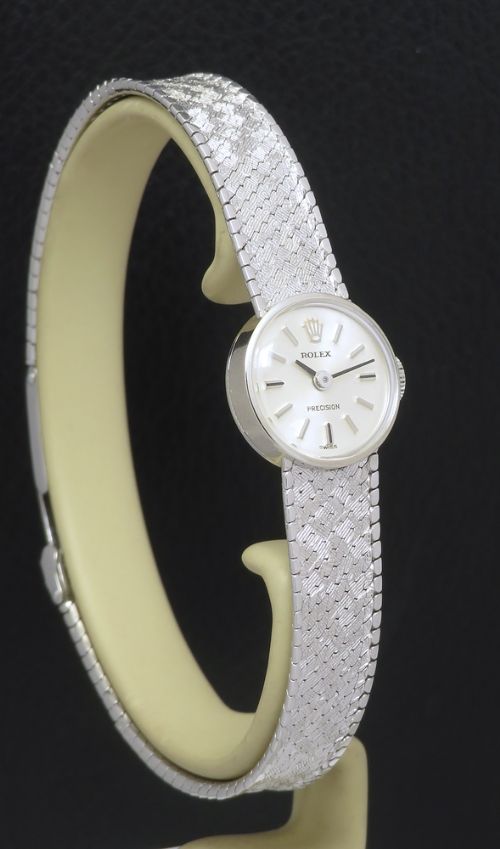 fig 5. Mint with box Solid 9ct White Gold Rolex Precision Ladies Watch c1968