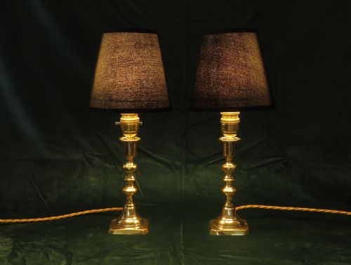 fig 1. Small Pair of Victorian Candle Stick lamps c1860